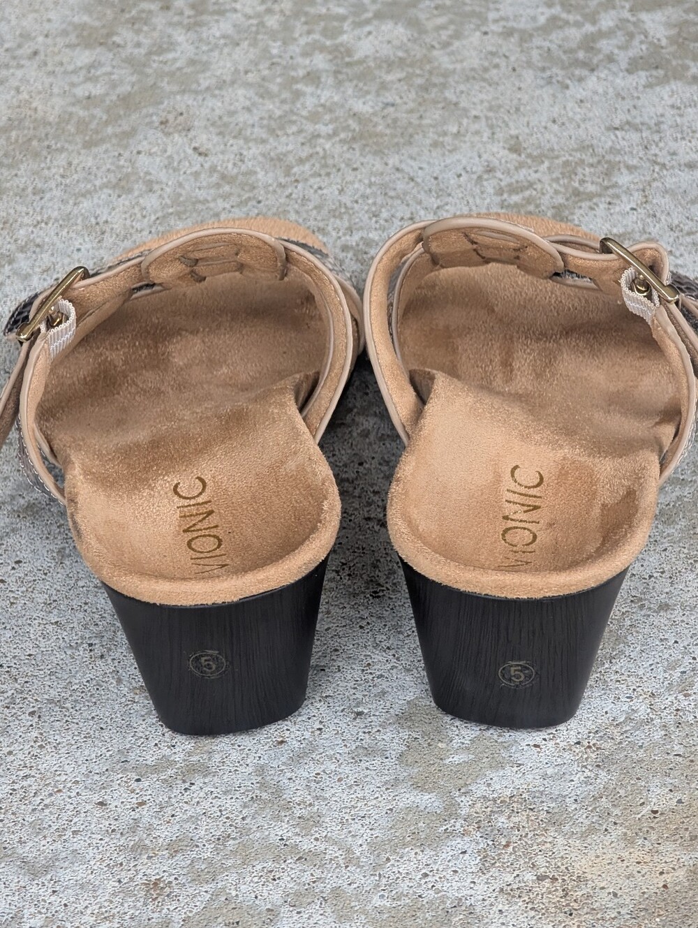 Vionic Radia Wedge Sandals Adjustable Triple Strap Snakeskin Slides Size 5 - Picture 4 of 9